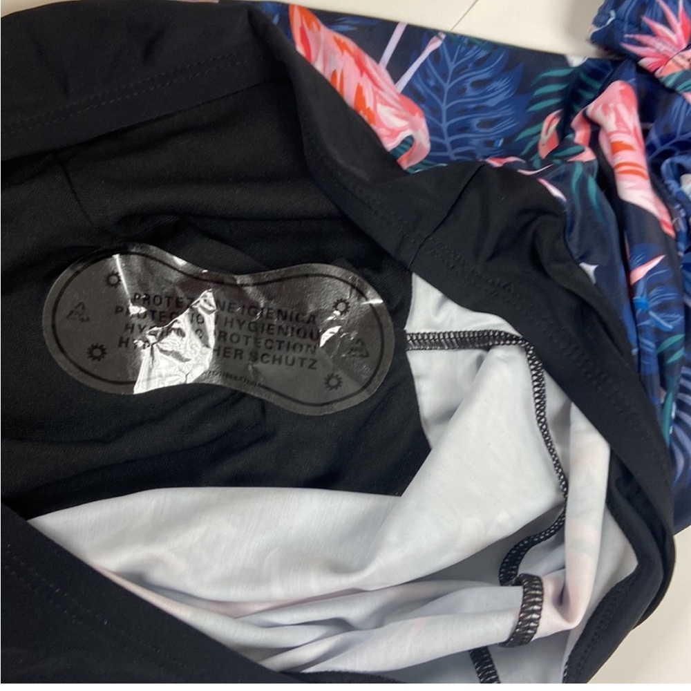 New Yonique Tankini Swimsuits 3 Piece Bathing Suits Swim Flamingo Print Size 24W - Picture 14 of 15